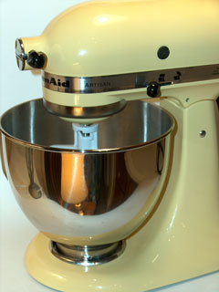 yellow KitchenAid stand mixer